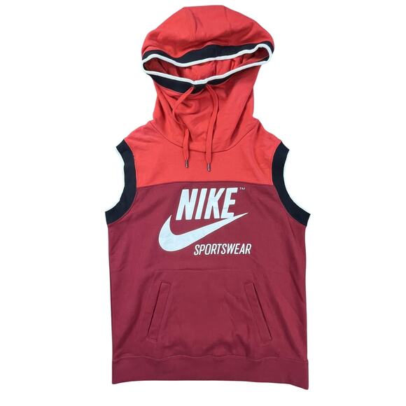 Nike Sportswear Sleeveless Hoodie Red Black White XS Pullover 2017 Style - Picture 3 of 10